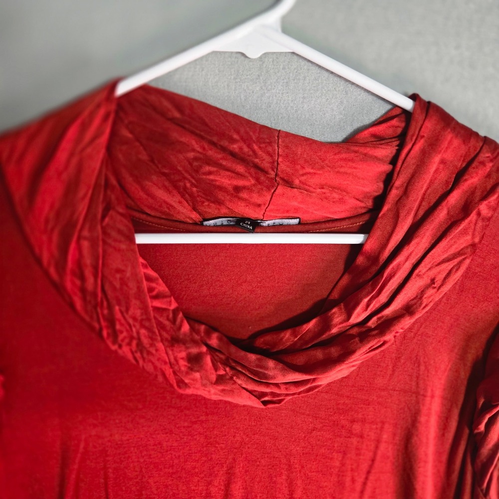 Antonio Melani deep orange Cowl‎ Neck Silk Trim Cap Sleeve Top Medium